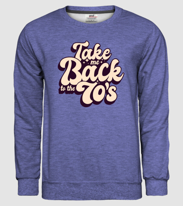 'Retro - Take me back to the 70''s' model albastru jeanși pe tricou