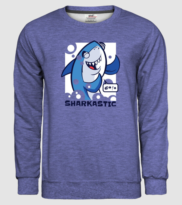 Sharkastic - Rechinul sarcastic model albastru jeanși pe tricou