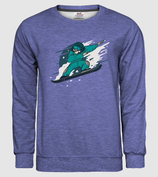 Schelet Snowboard DAB model albastru jeanși pe tricou