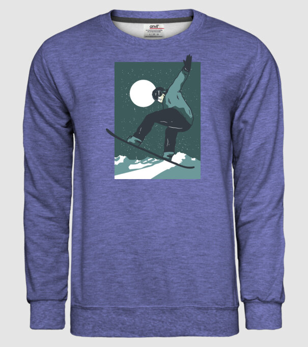 Săritură Snowboard model albastru jeanși pe tricou