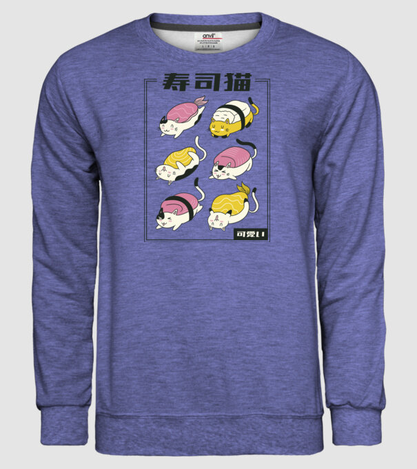 Pisicuțe Sushi model albastru jeanși pe tricou