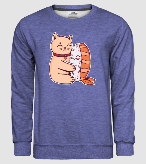 Sushi cu Pisică model albastru jeanși pe tricou