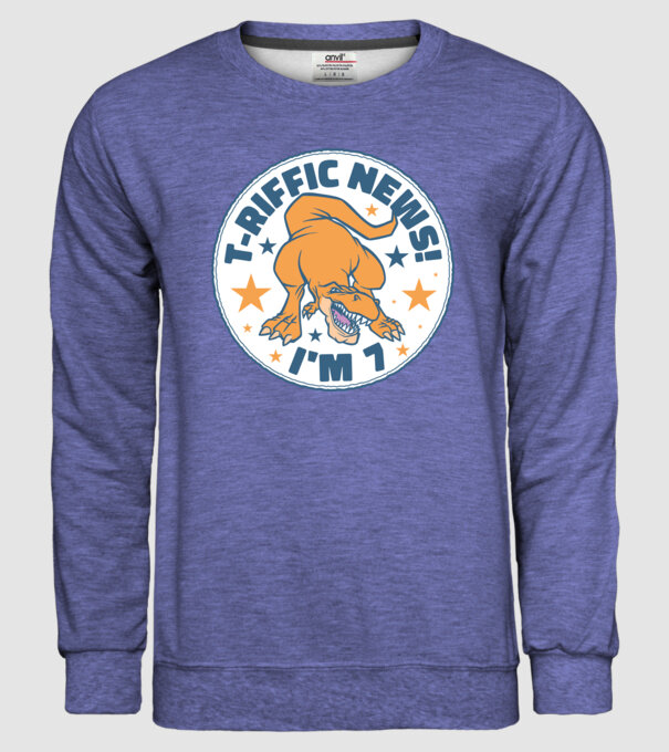 'T-rex Terrific news i''m 7' model albastru jeanși pe tricou