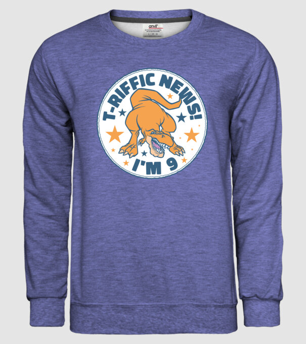 'T-rex Terrific news i''m 9' model albastru jeanși pe tricou