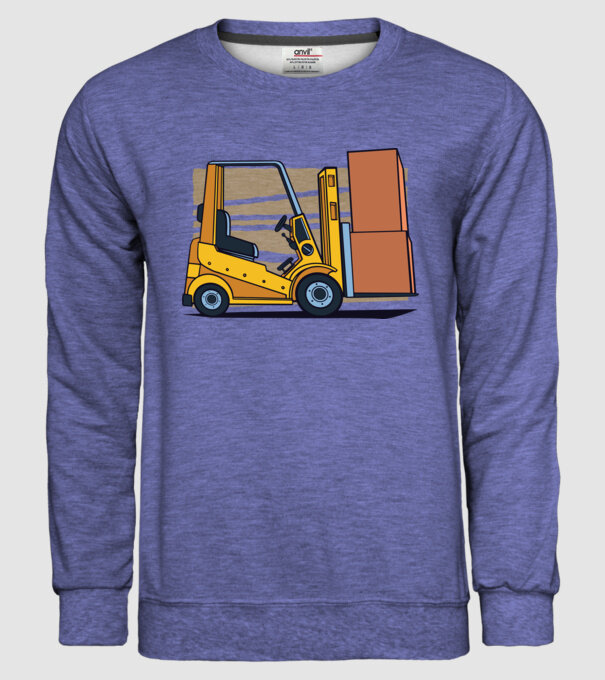 Stivuitor model albastru jeanși pe tricou