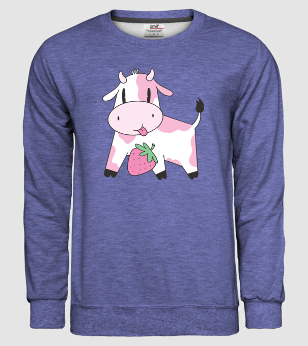 Vacă cu căpșuni model albastru jeanși pe tricou