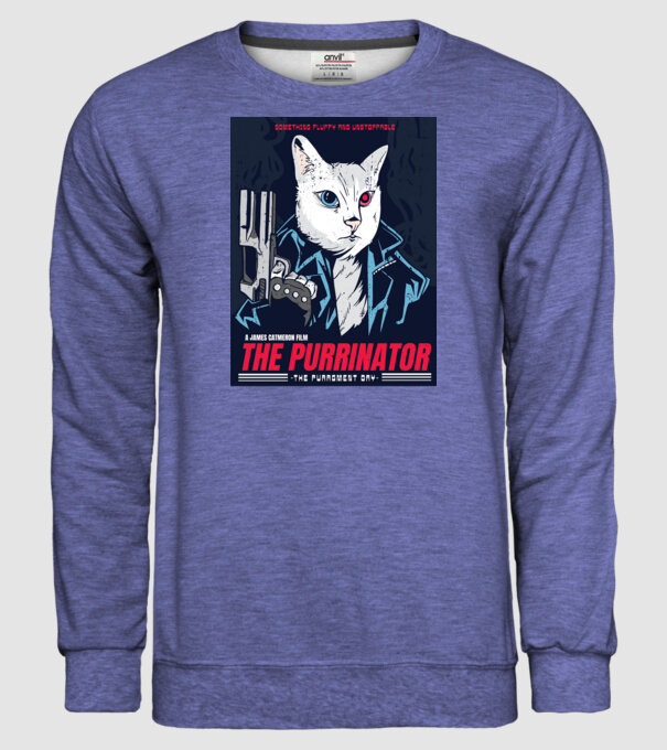 The Purrinator Pisică model albastru jeanși pe tricou
