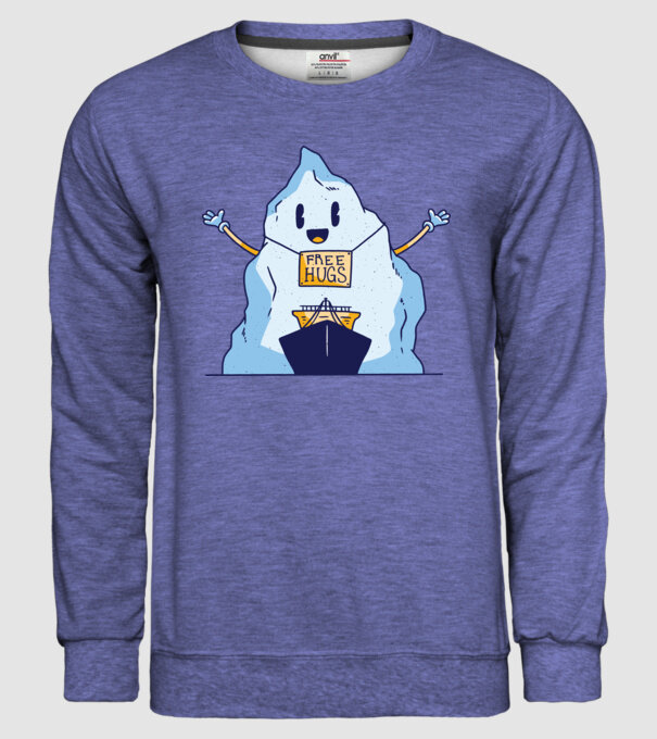 Titanic Iceberg Free Hugs model albastru jeanși pe tricou