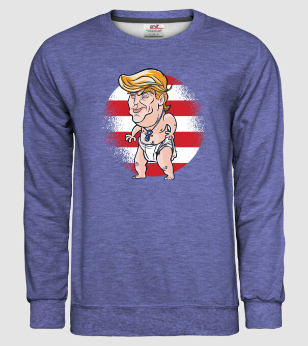 Trump Baby tricou amuzant model albastru jeanși pe tricou