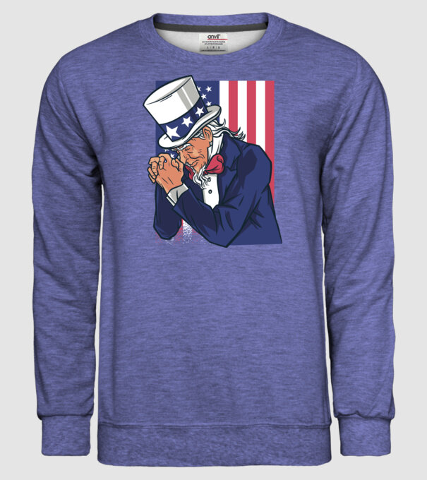 Uncle Sam se roagă model albastru jeanși pe tricou