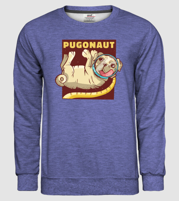 Mops Astronaut model albastru jeanși pe tricou