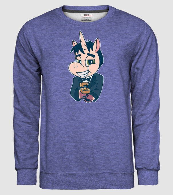 Mire unicorn model albastru jeanși pe tricou