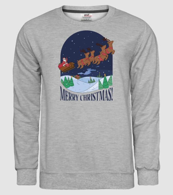 Crăciun Fericit Moș Crăciun cu reni model gri pe tricou