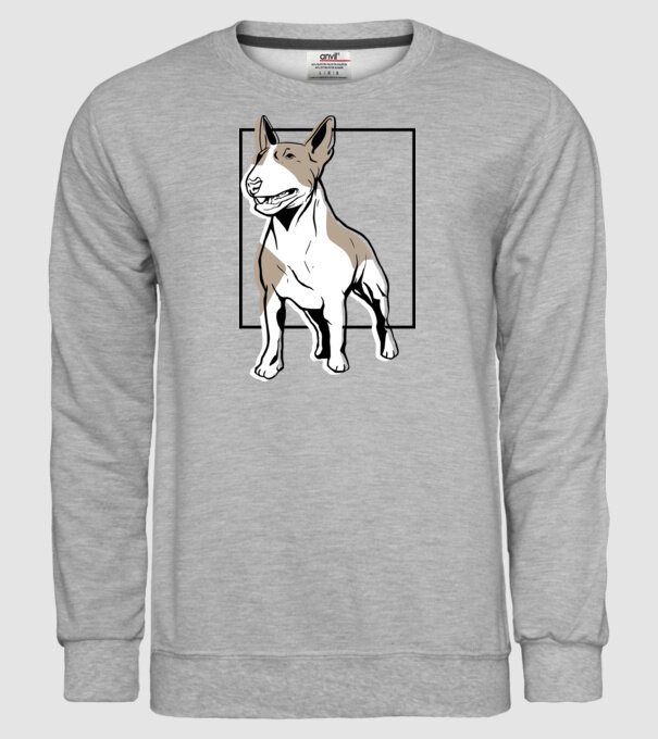 Tricou cu Câine Bull Terrier model gri pe tricou