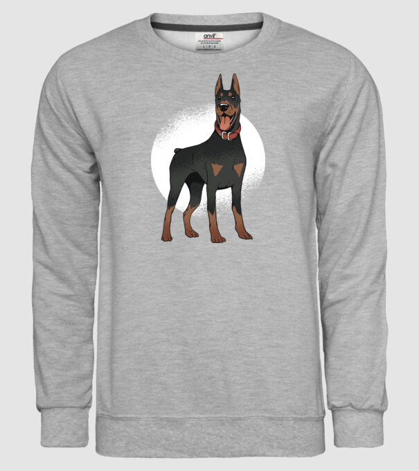 Tricou cu câine dobermann model gri pe tricou