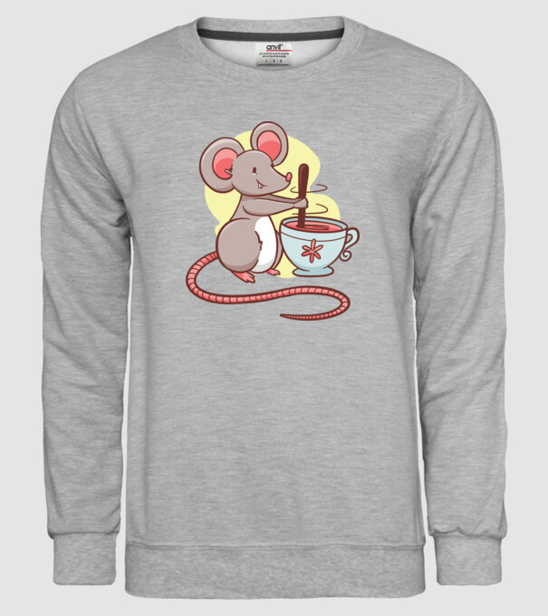 Șoarece cu ceai model gri pe tricou