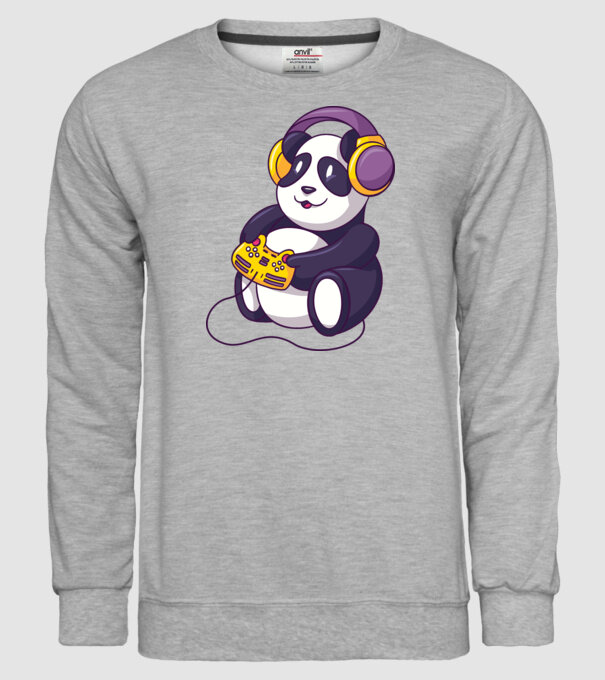Gamer Panda model gri pe tricou