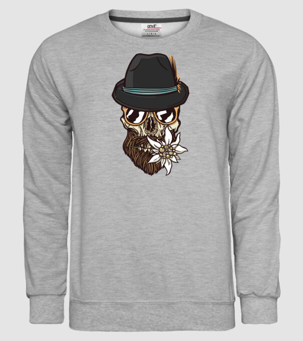 Craniu Hipster model gri pe tricou