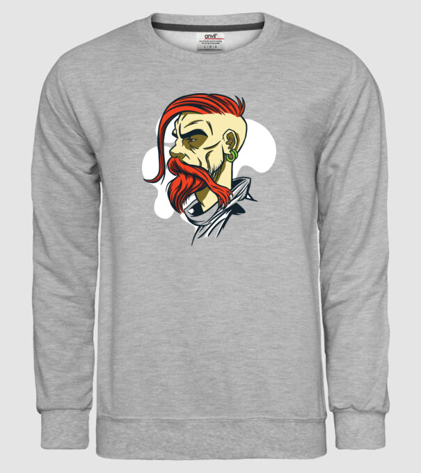 Barbă Hipster model gri pe tricou