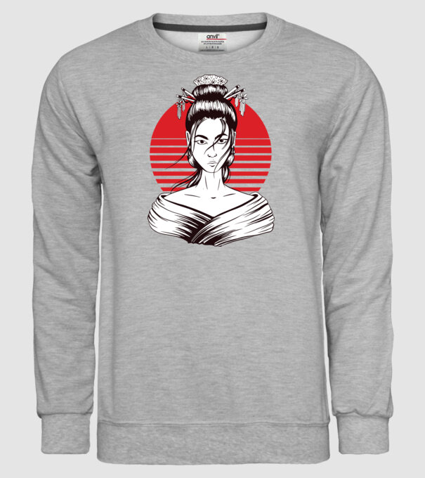 Geisha japoneză model gri pe tricou
