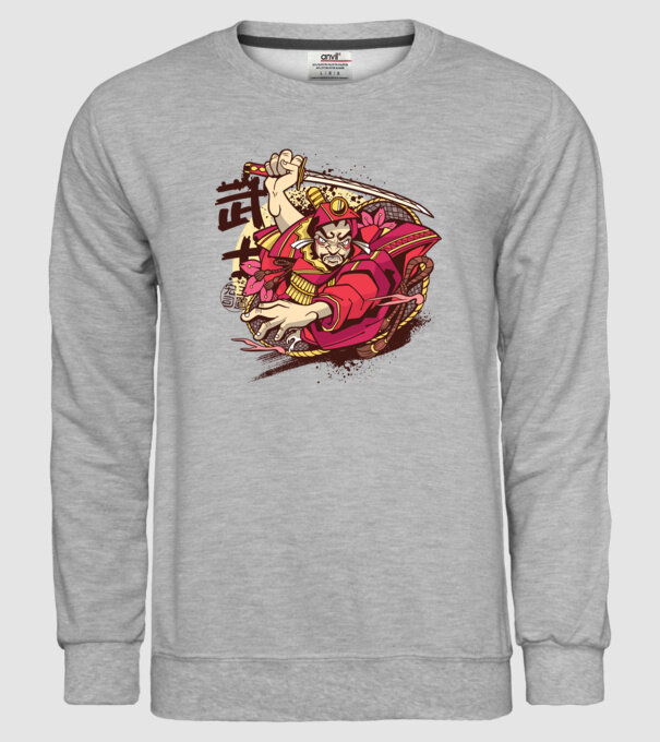 Războinic japonez model gri pe tricou