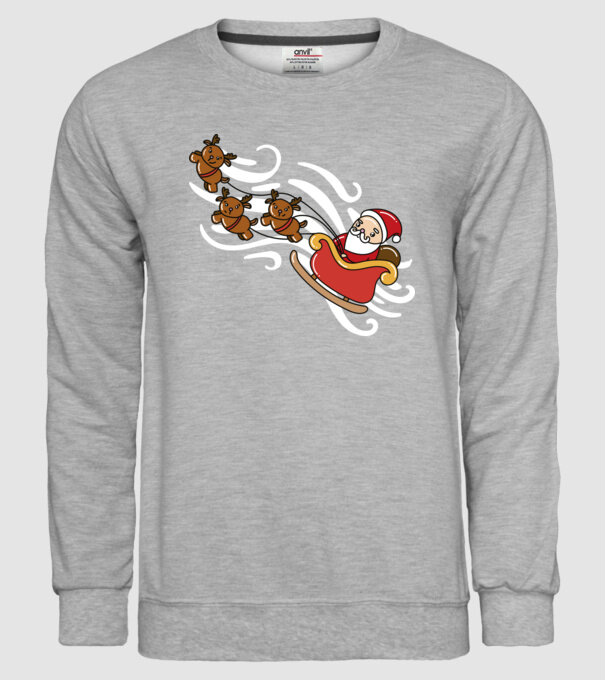 Kawaii sanie Moș Crăciun model gri pe tricou