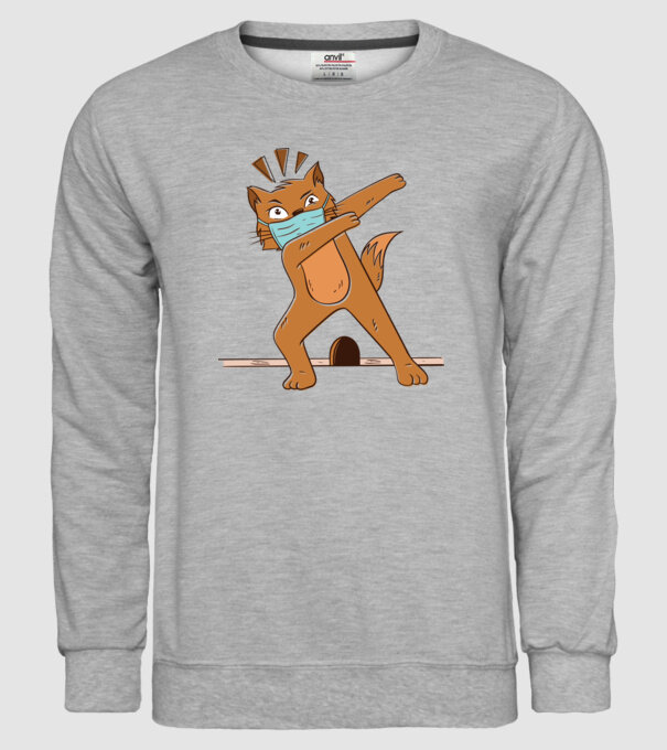 Mască Pisică Coronavirus model gri pe tricou