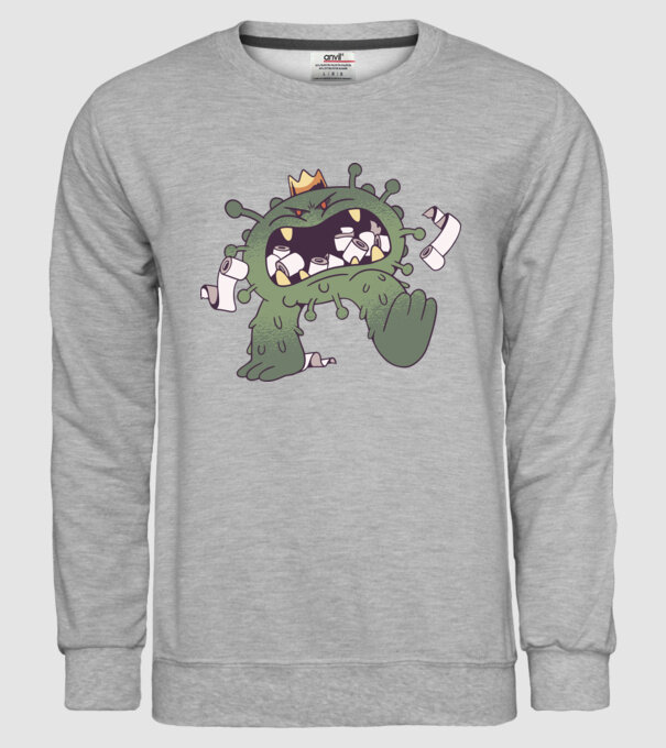 Monstru de hârtie igienică Coronavirus model gri pe tricou