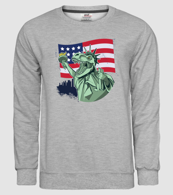 Liberty-Rex SUA Dinozaur model gri pe tricou