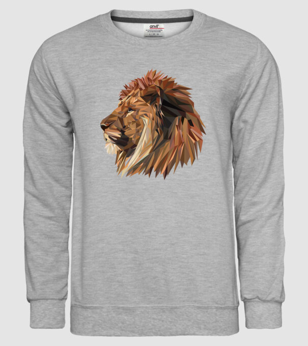 lion polygon model gri pe tricou