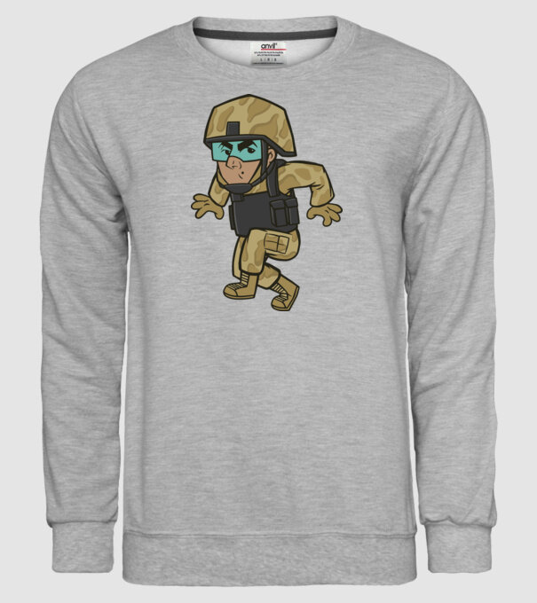 Soldat strecurându-se model gri pe tricou