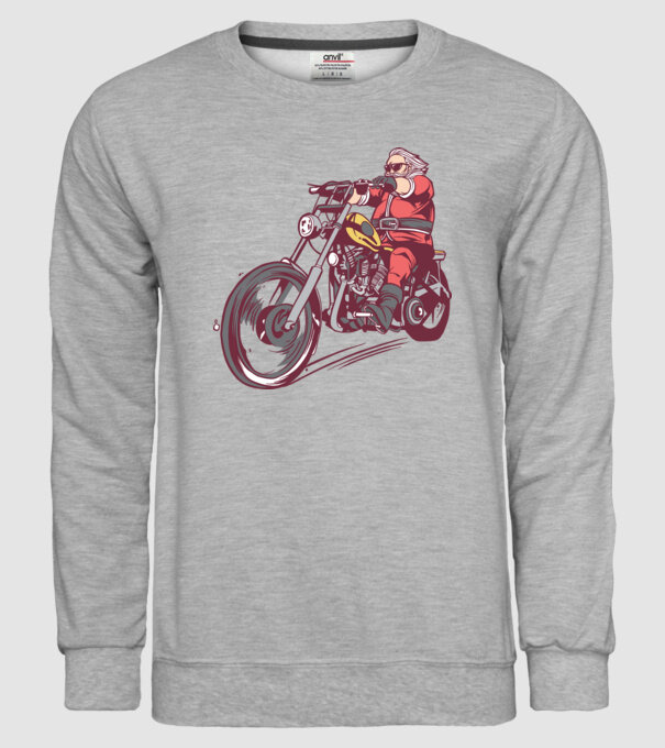 Moș Crăciun motociclist model gri pe tricou