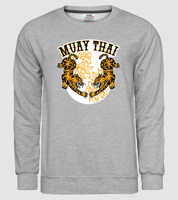 Tigri Muay Thai model gri pe tricou