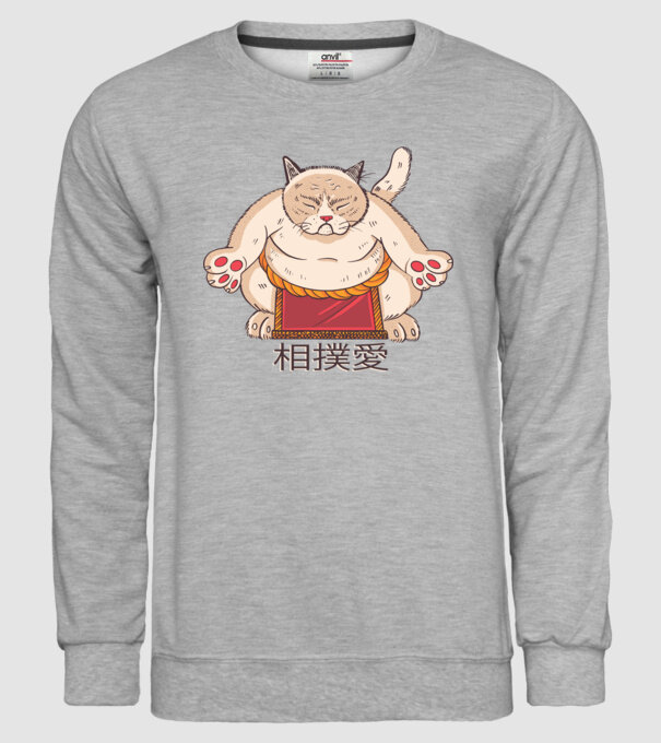 Pisică Sumo model gri pe tricou