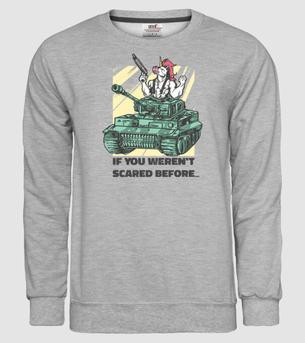 Unicorn Tanc model gri pe tricou