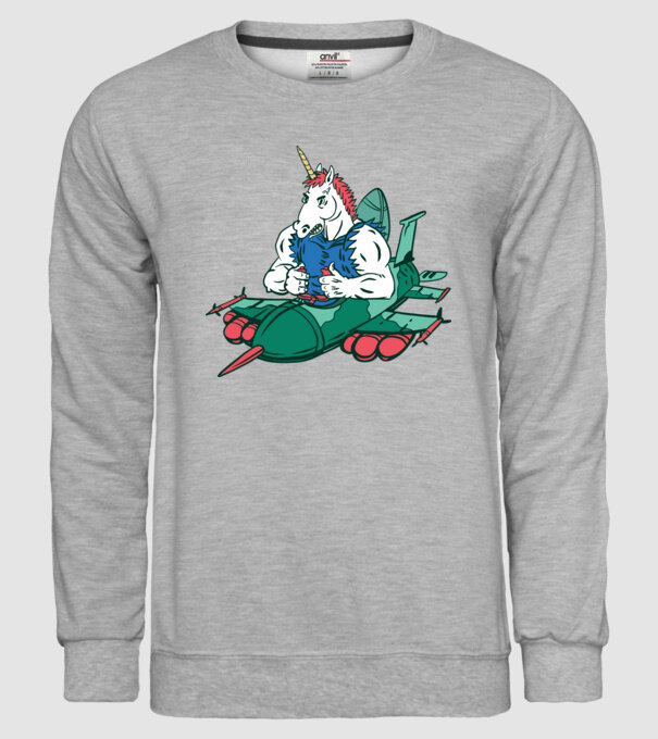 Unicorn Avion de vânătoare model gri pe tricou