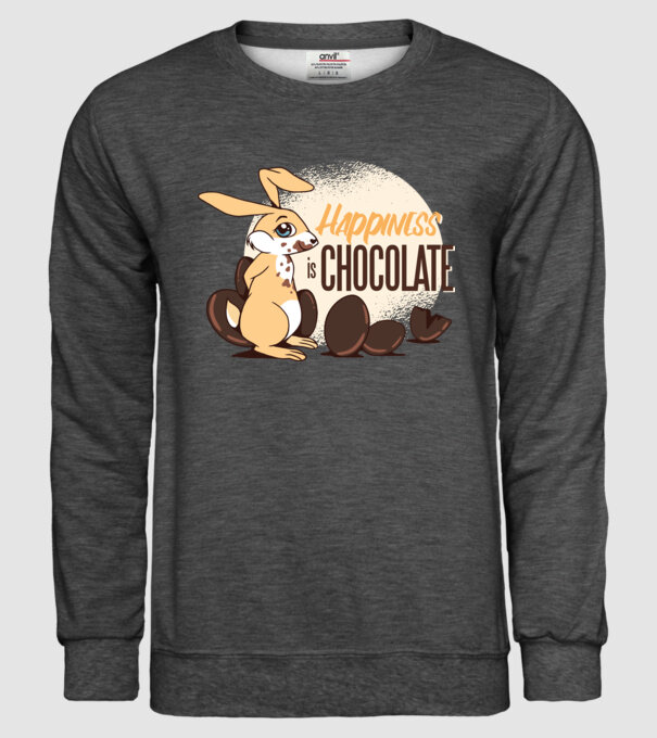 Fericirea este ciocolata model gri închis pe tricou