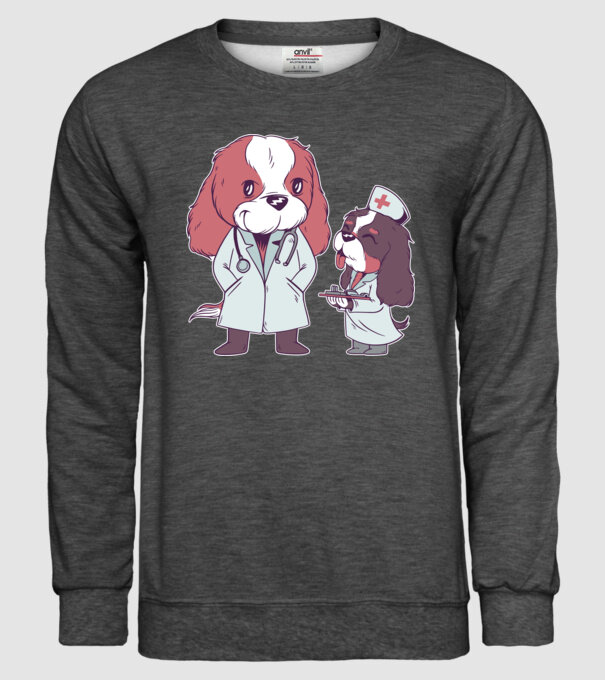 Veterinar câini model gri închis pe tricou
