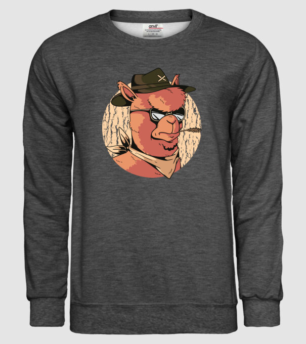 Alpaka model gri închis pe tricou