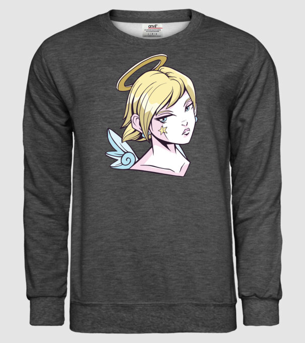 Anime Fată angelică model gri închis pe tricou
