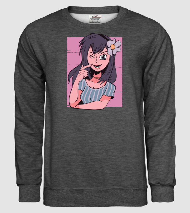 Fată Anime model gri închis pe tricou