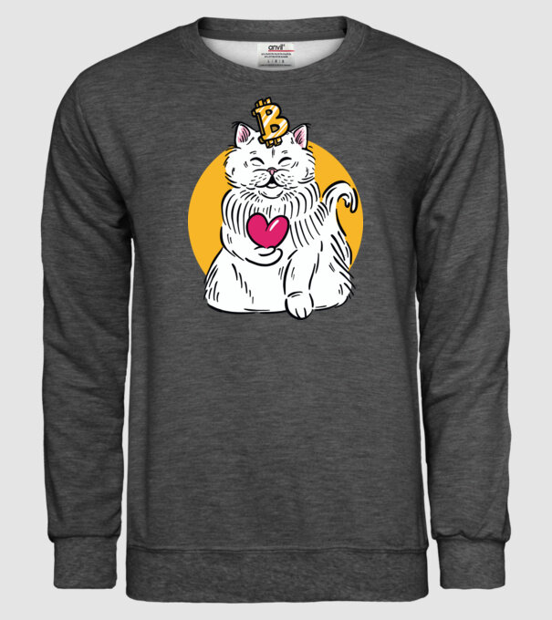 Pisică Bitcoin model gri închis pe tricou