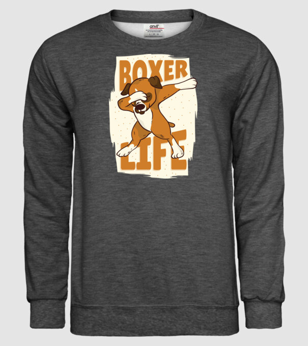 Boxer Life DAB model gri închis pe tricou