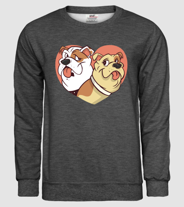 Dragoste Bulldog model gri închis pe tricou