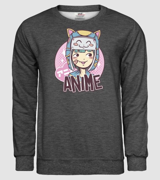 Fată drăguță Anime model gri închis pe tricou