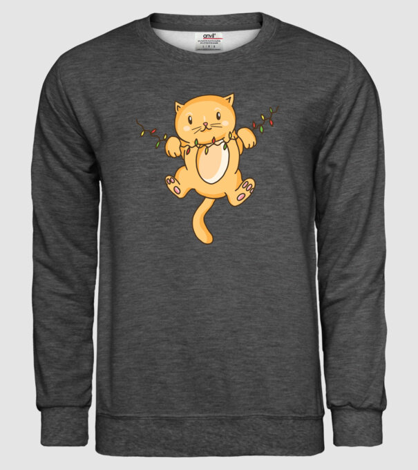 Pisică drăguță Crăciun model gri închis pe tricou