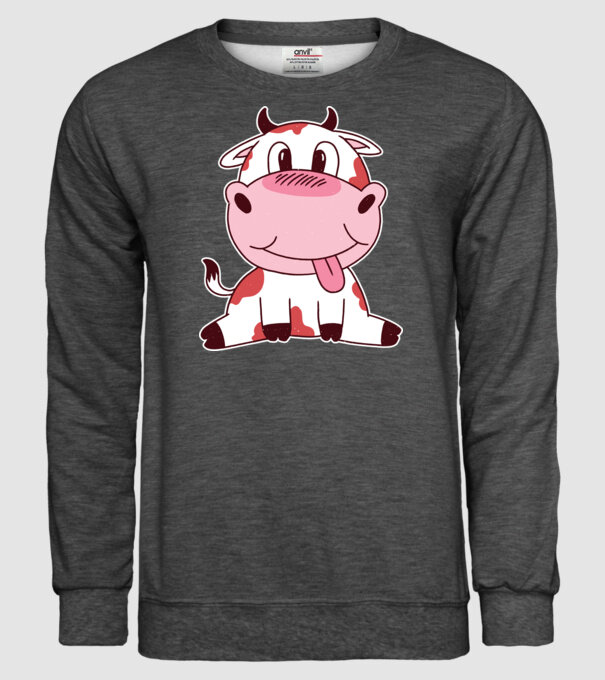 Vacă drăguță model gri închis pe tricou