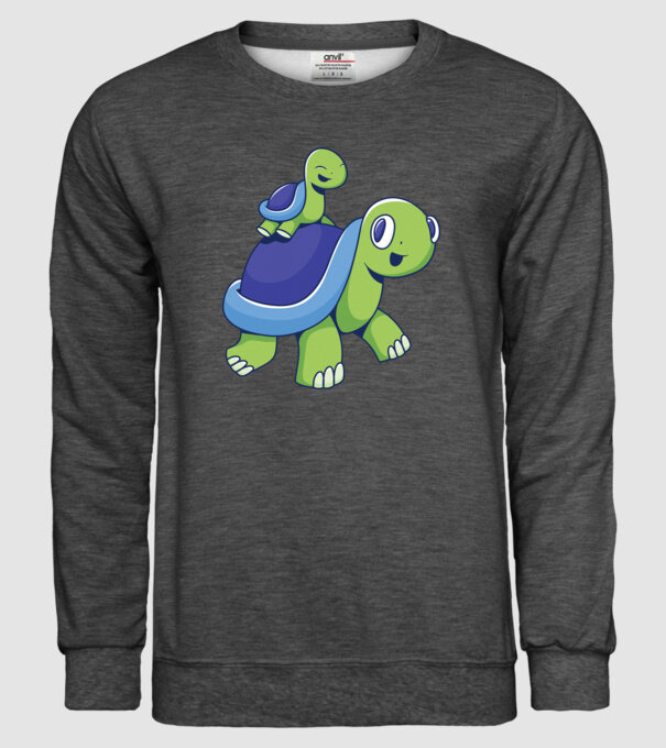 Familie țestoase drăguțe model gri închis pe tricou