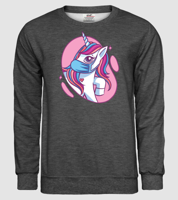 Unicorn drăguț cu mască model gri închis pe tricou