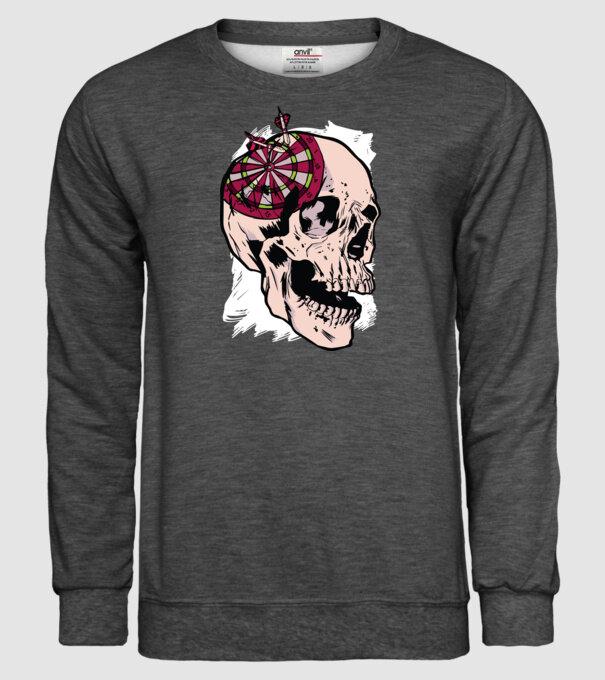 Craniu Darts model gri închis pe tricou